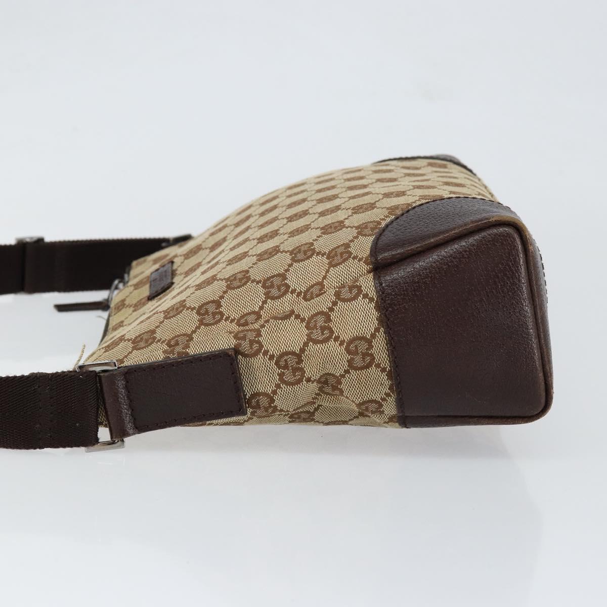 GUCCI GG Canvas Shoulder Bag Beige Silver 114273 Auth 153477