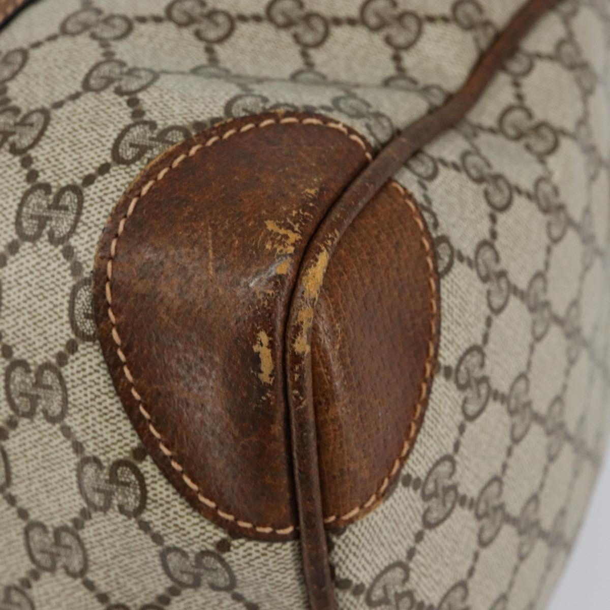 GUCCI GG Supreme Web Sherry Line Boston Bag PVC Beige Gold Auth 153478