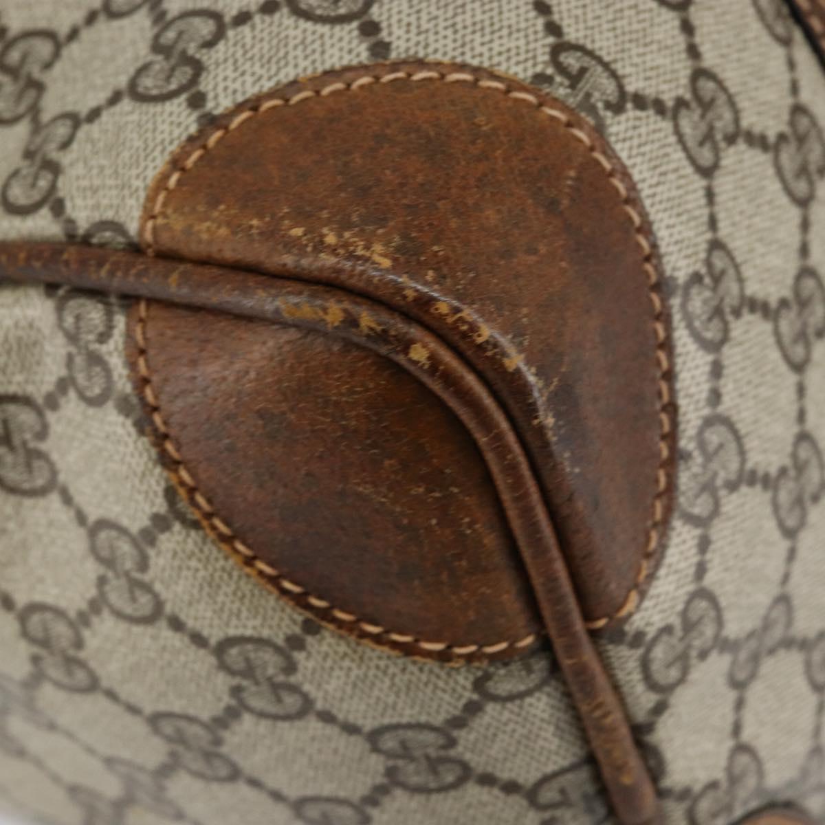 GUCCI GG Supreme Web Sherry Line Boston Bag PVC Beige Gold Auth 153478