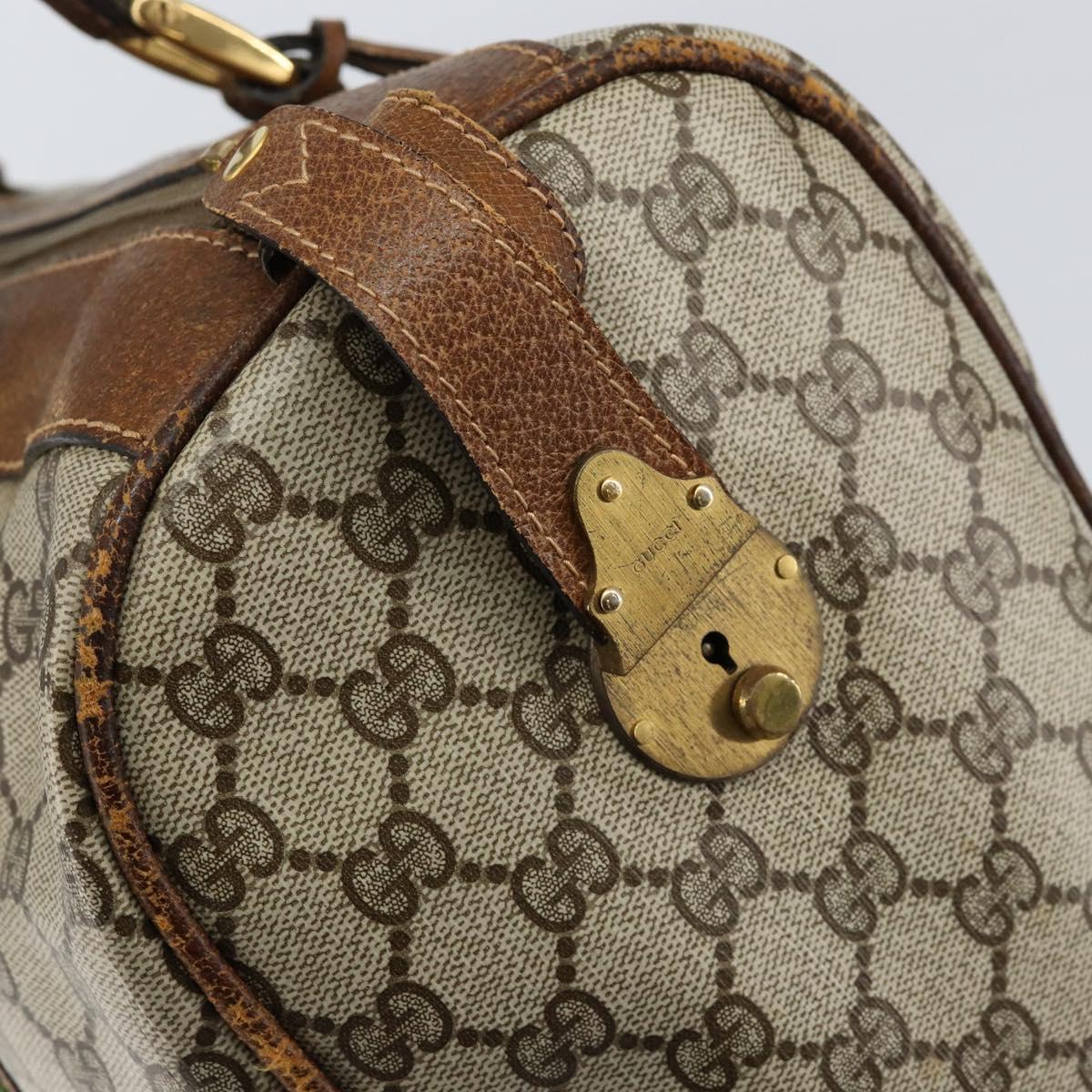 GUCCI GG Supreme Web Sherry Line Boston Bag PVC Beige Gold Auth 153478