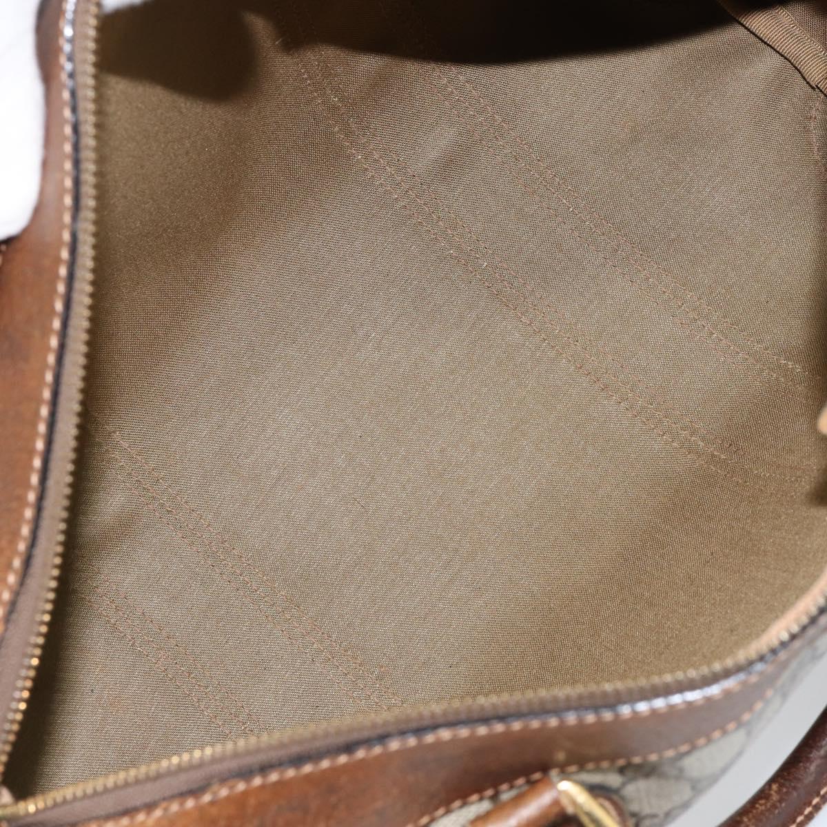 GUCCI GG Supreme Web Sherry Line Boston Bag PVC Beige Gold Auth 153478