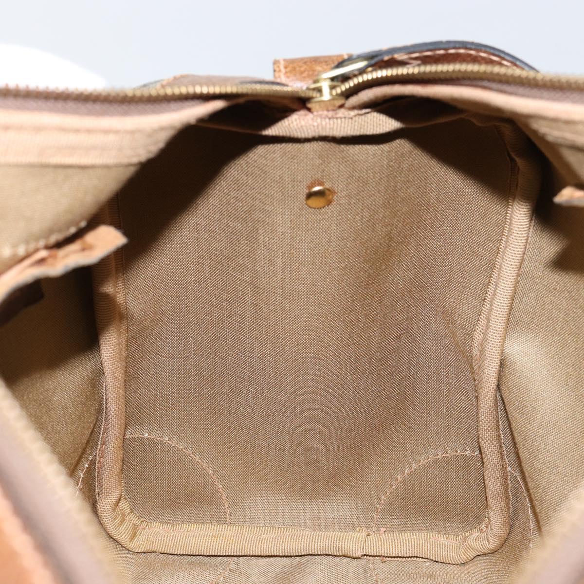 GUCCI GG Supreme Web Sherry Line Boston Bag PVC Beige Gold Auth 153478