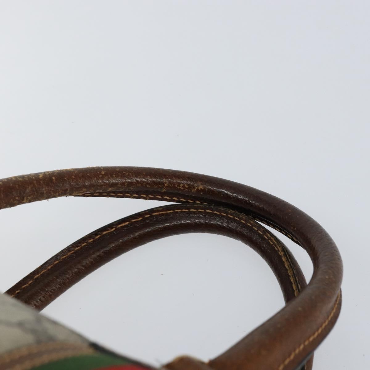 GUCCI GG Supreme Web Sherry Line Boston Bag PVC Beige Gold Auth 153478