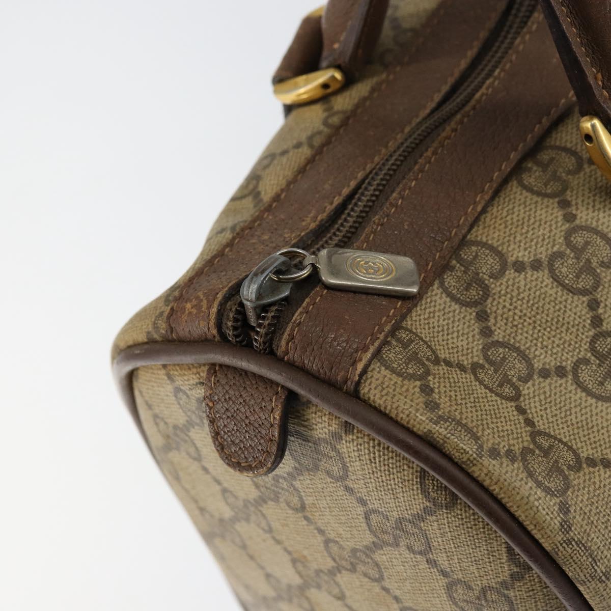 GUCCI GG Supreme Web Sherry Line Boston Bag PVC Beige Gold 40 02 007 Auth 153479