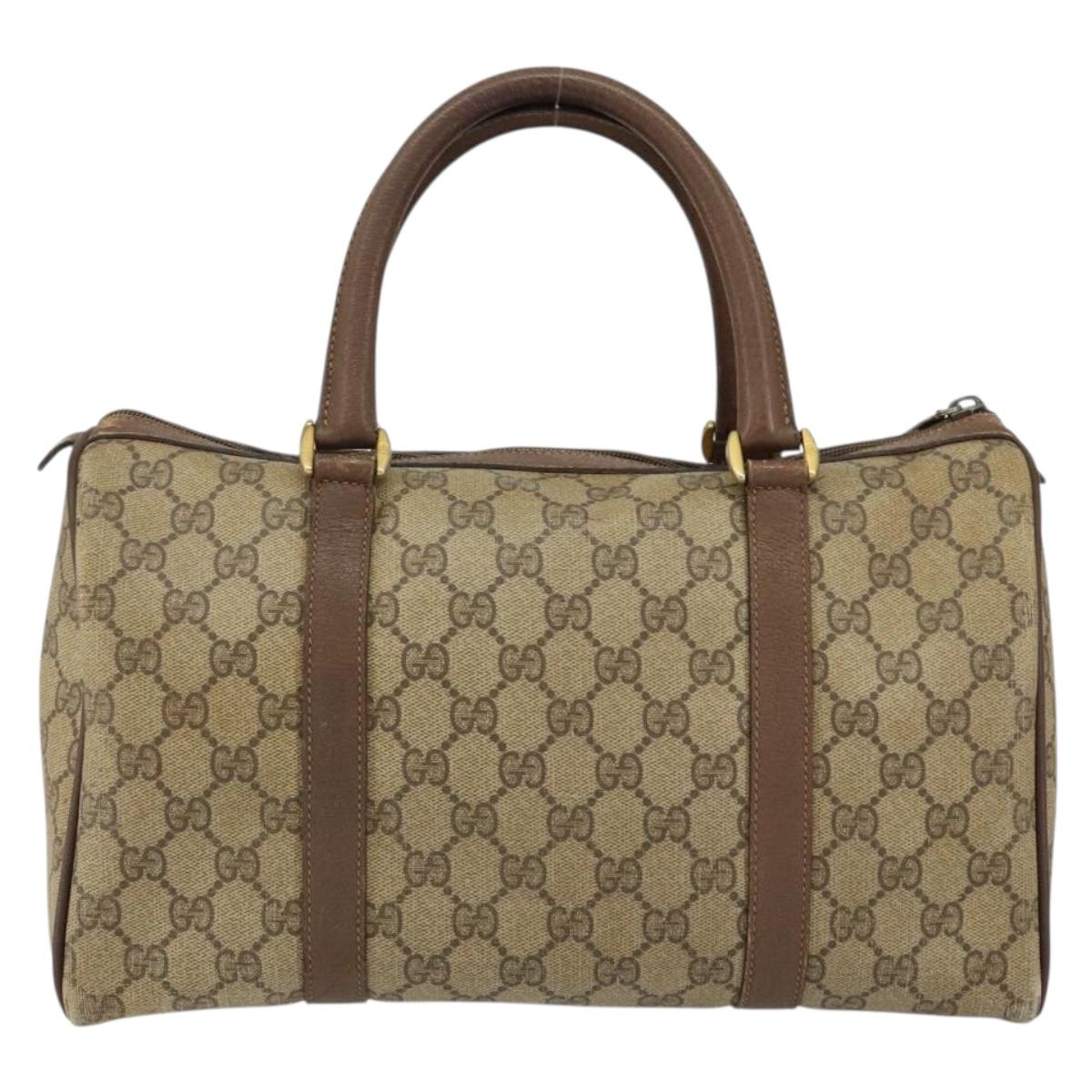 GUCCI GG Supreme Web Sherry Line Boston Bag PVC Beige Gold 40 02 007 Auth 153479