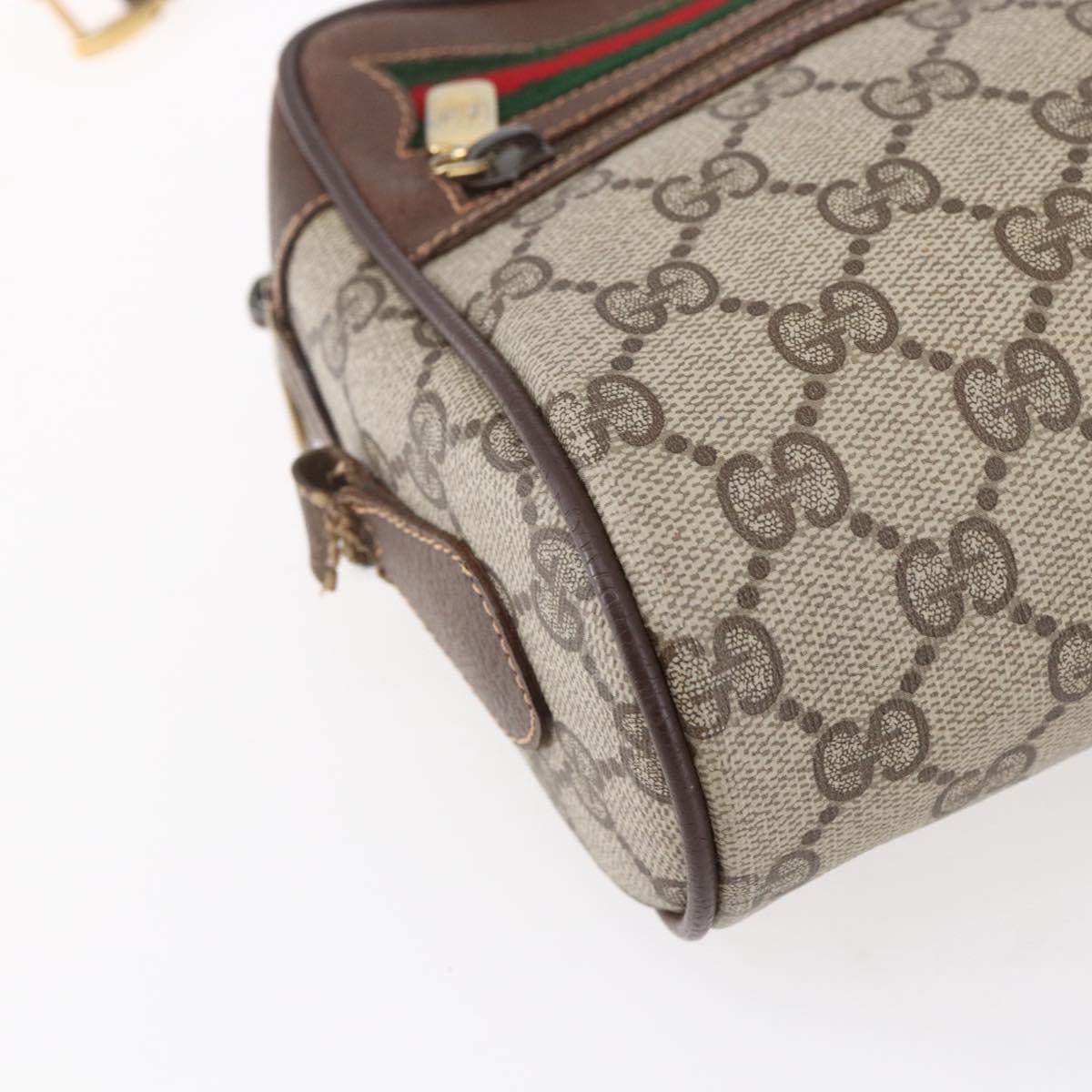 GUCCI GG Supreme Web Sherry Line Bag PVC Beige Gold 56 02 087 Auth 153480