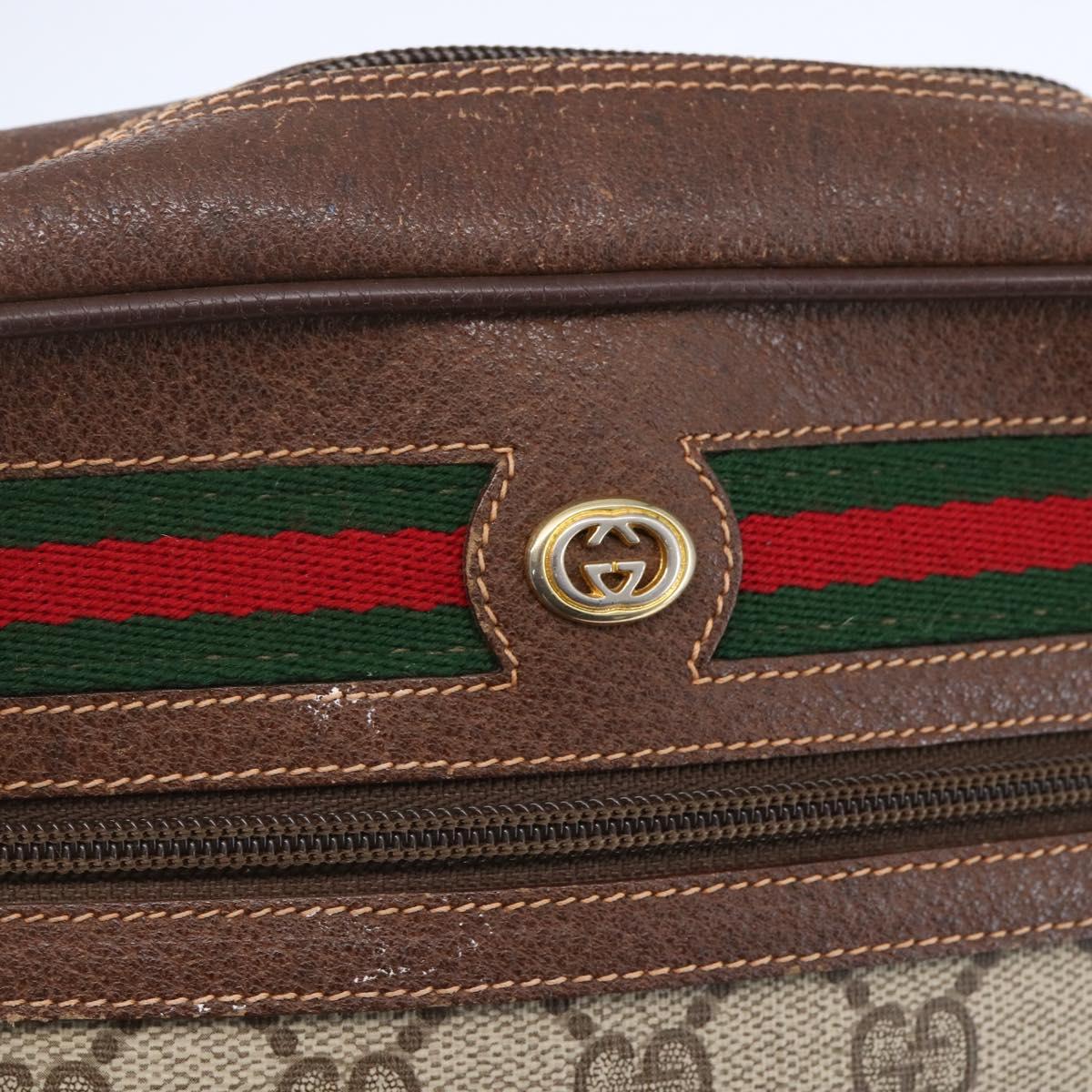 GUCCI GG Supreme Web Sherry Line Bag PVC Beige Gold 56 02 087 Auth 153480