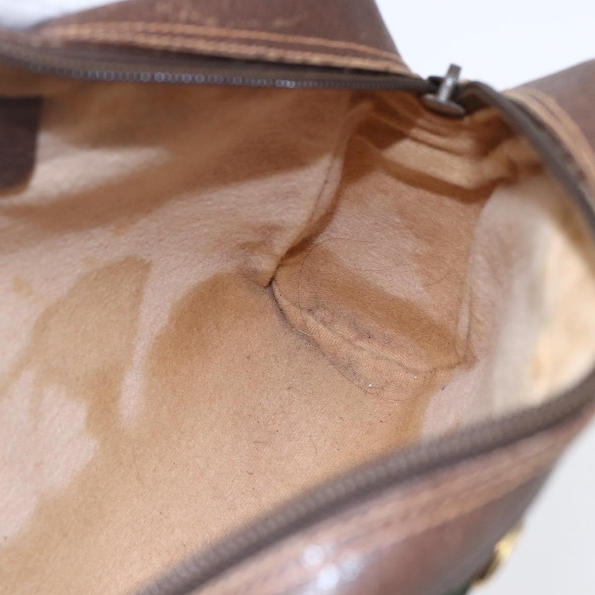 GUCCI GG Supreme Web Sherry Line Bag PVC Beige Gold 56 02 087 Auth 153480