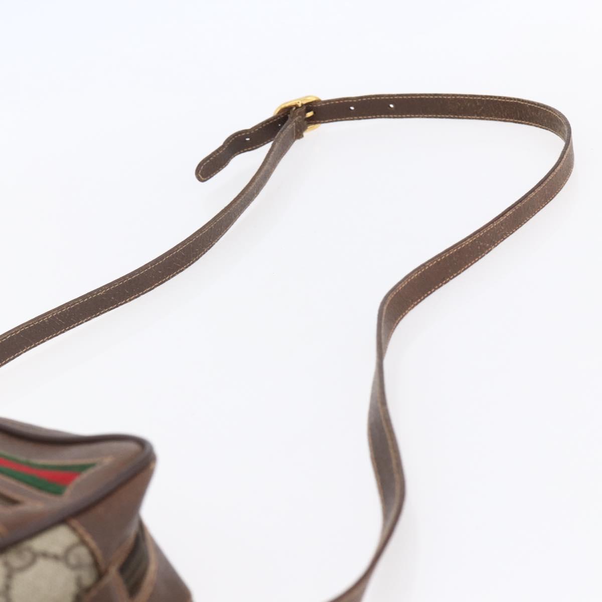 GUCCI GG Supreme Web Sherry Line Bag PVC Beige Gold 56 02 087 Auth 153480