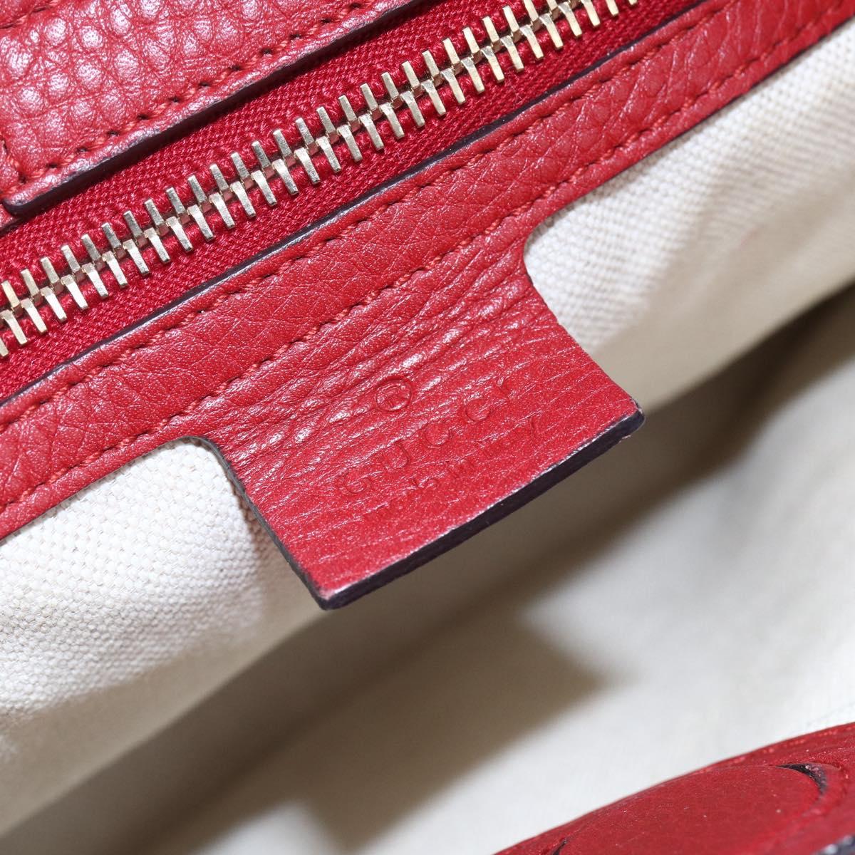 GUCCI Bamboo Hand Bag Leather 2way Red Gold 323660 Auth 153482