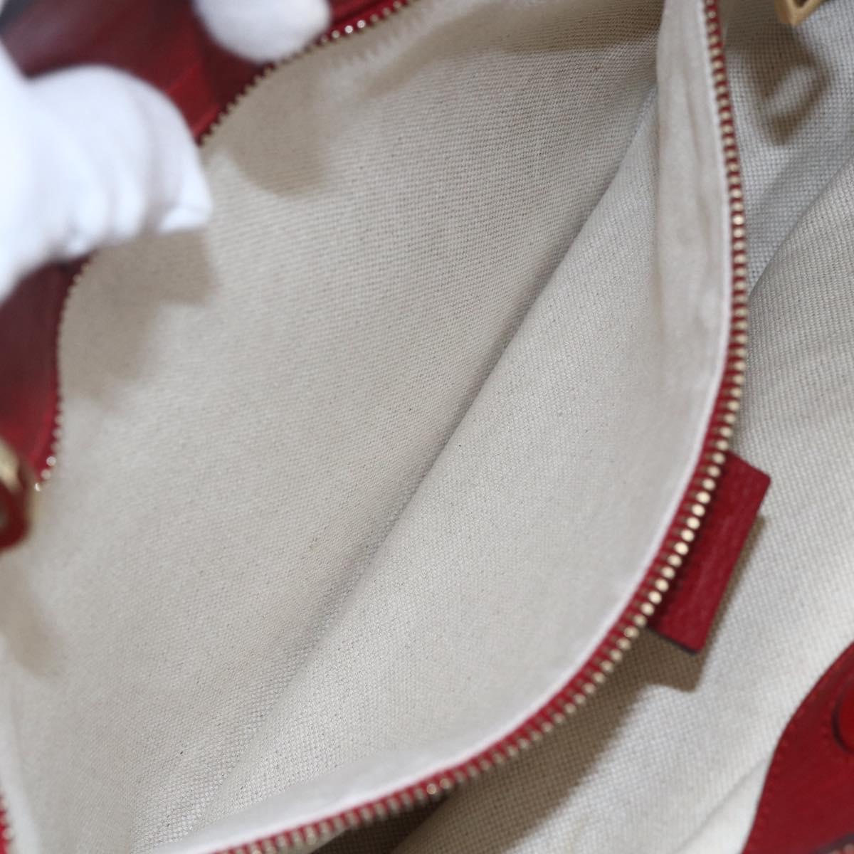 GUCCI Bamboo Hand Bag Leather 2way Red Gold 323660 Auth 153482