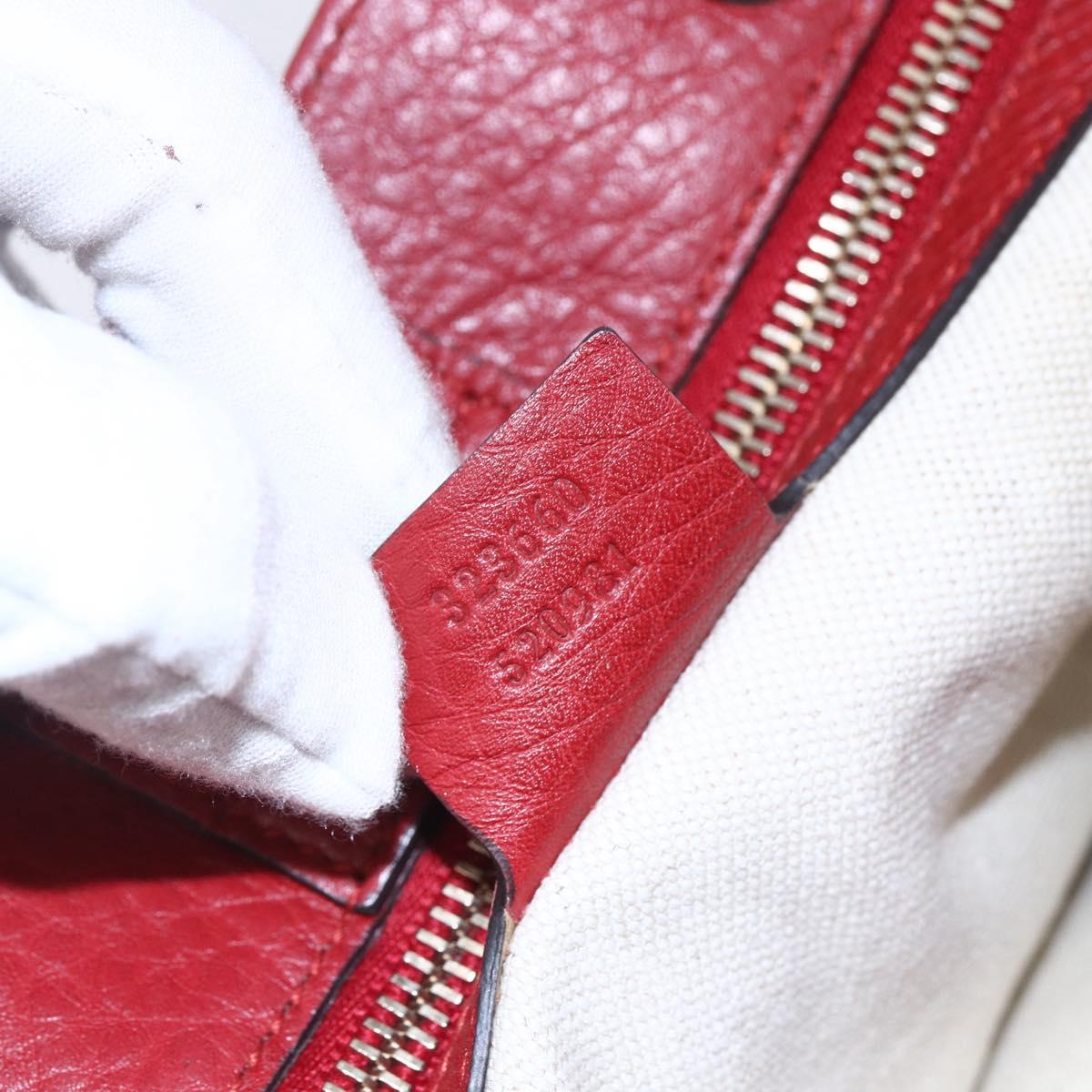 GUCCI Bamboo Hand Bag Leather 2way Red Gold 323660 Auth 153482