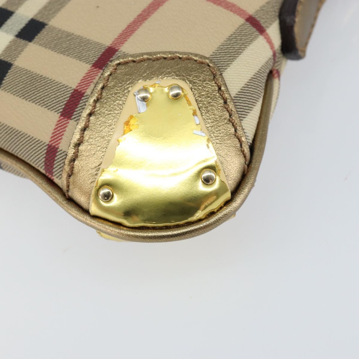 BURBERRY Nova Check Accessory Pouch PVC Beige Gold Auth 153483