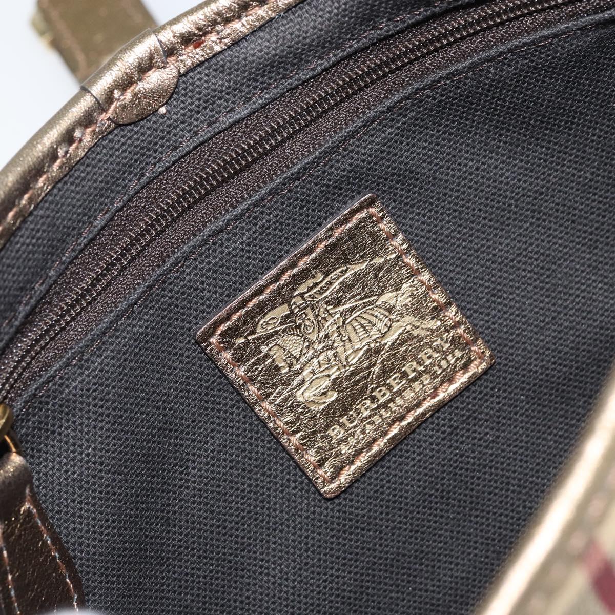 BURBERRY Nova Check Accessory Pouch PVC Beige Gold Auth 153483