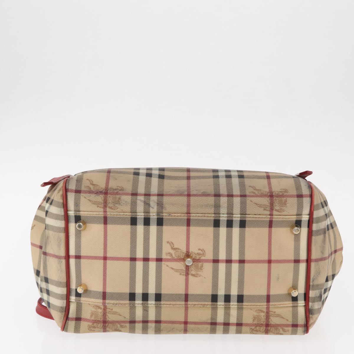 BURBERRY Nova Check Tote Bag PVC Beige Gold Auth 153484