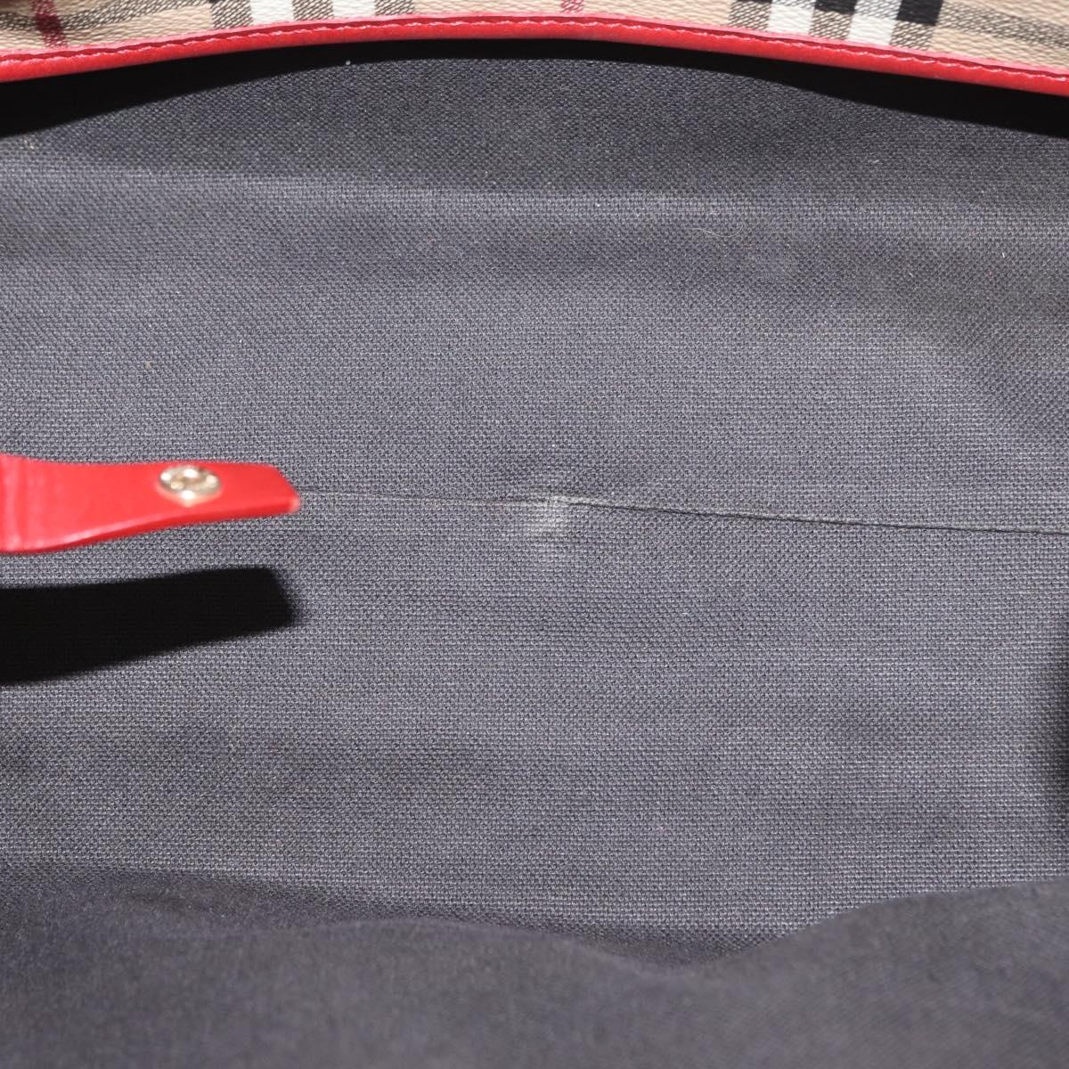 BURBERRY Nova Check Tote Bag PVC Beige Gold Auth 153484