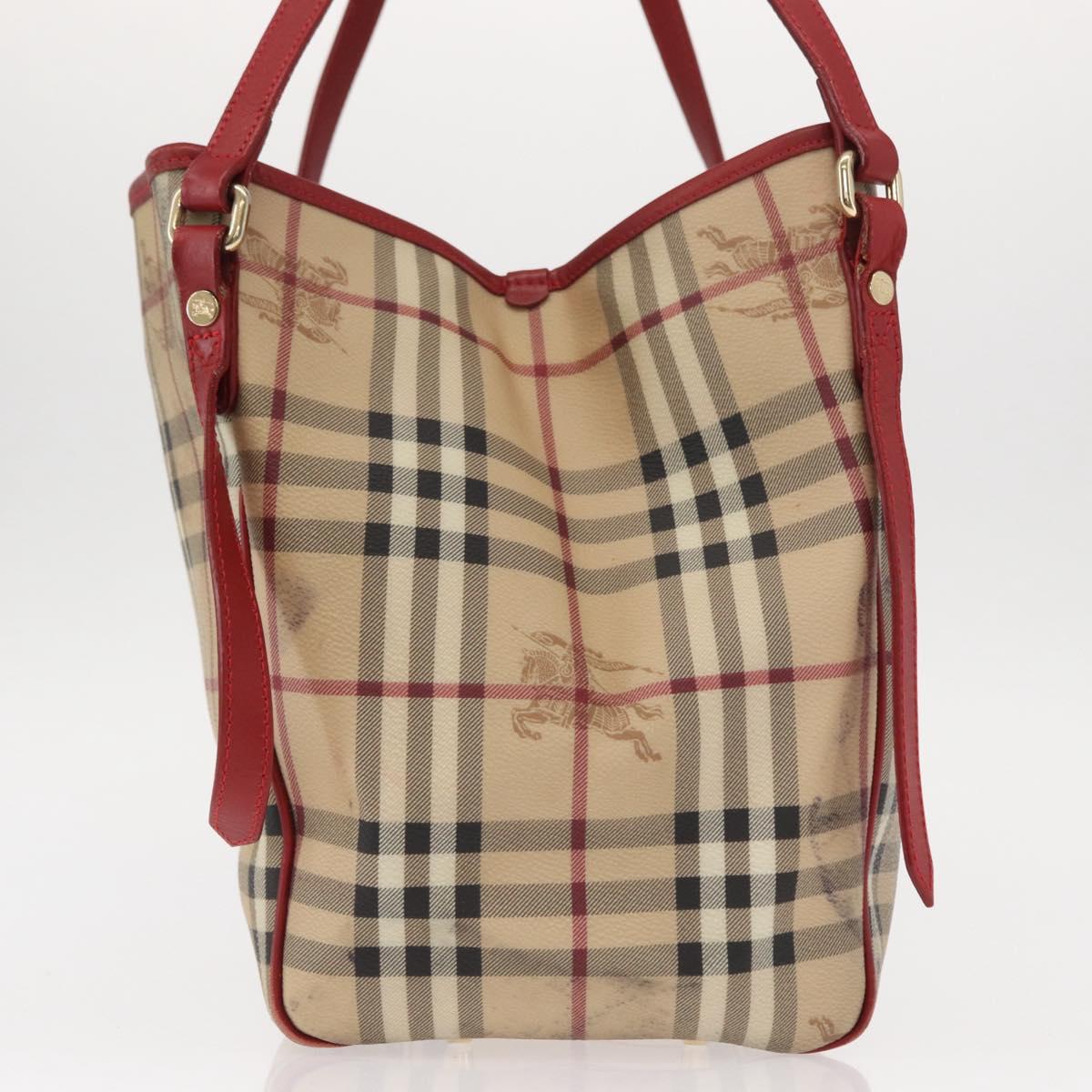 BURBERRY Nova Check Tote Bag PVC Beige Gold Auth 153484
