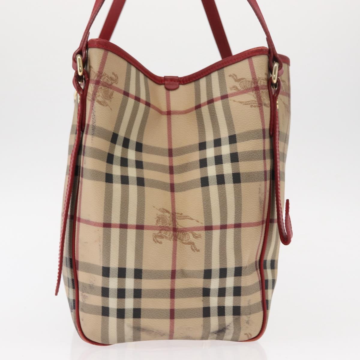 BURBERRY Nova Check Tote Bag PVC Beige Gold Auth 153484
