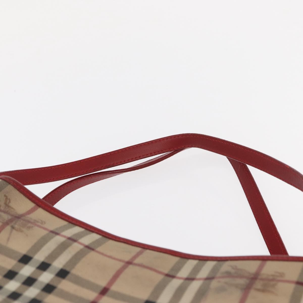 BURBERRY Nova Check Tote Bag PVC Beige Gold Auth 153484