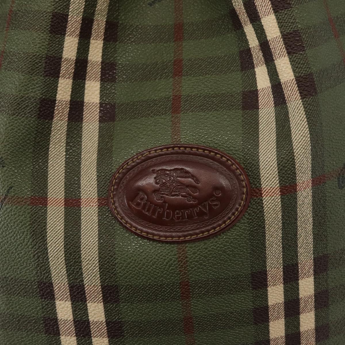 Burberrys Nova Check Shoulder Bag PVC Green Gold Auth 153485