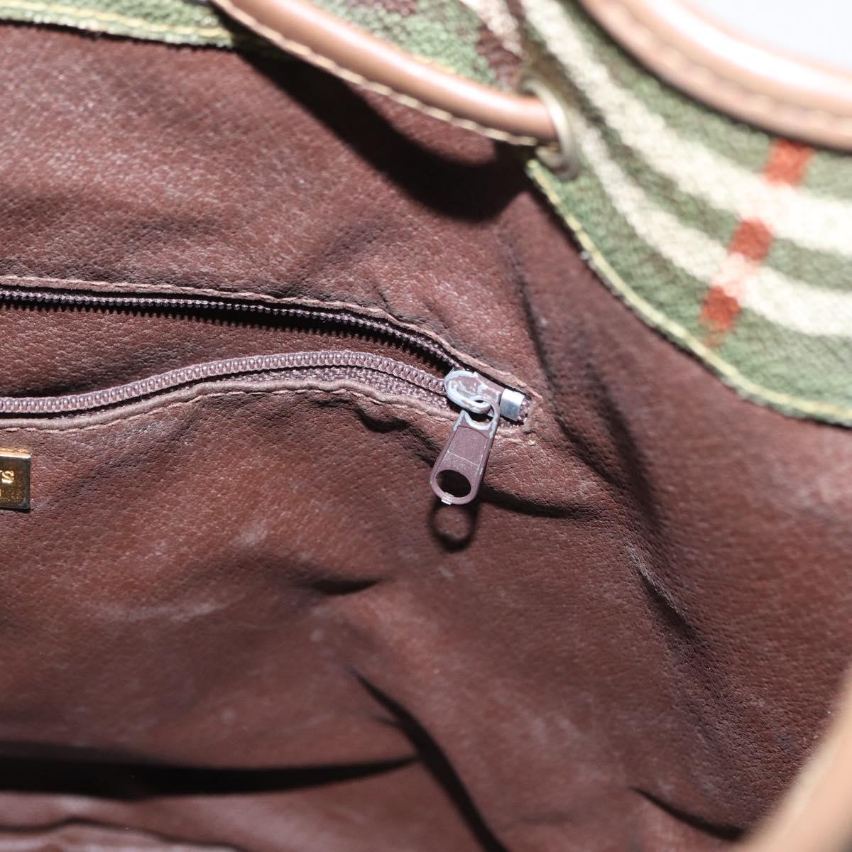 Burberrys Nova Check Shoulder Bag PVC Green Gold Auth 153485