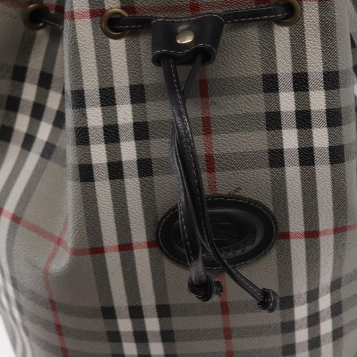 BURBERRY Nova Check Shoulder Bag PVC Gray Gold Auth 153486