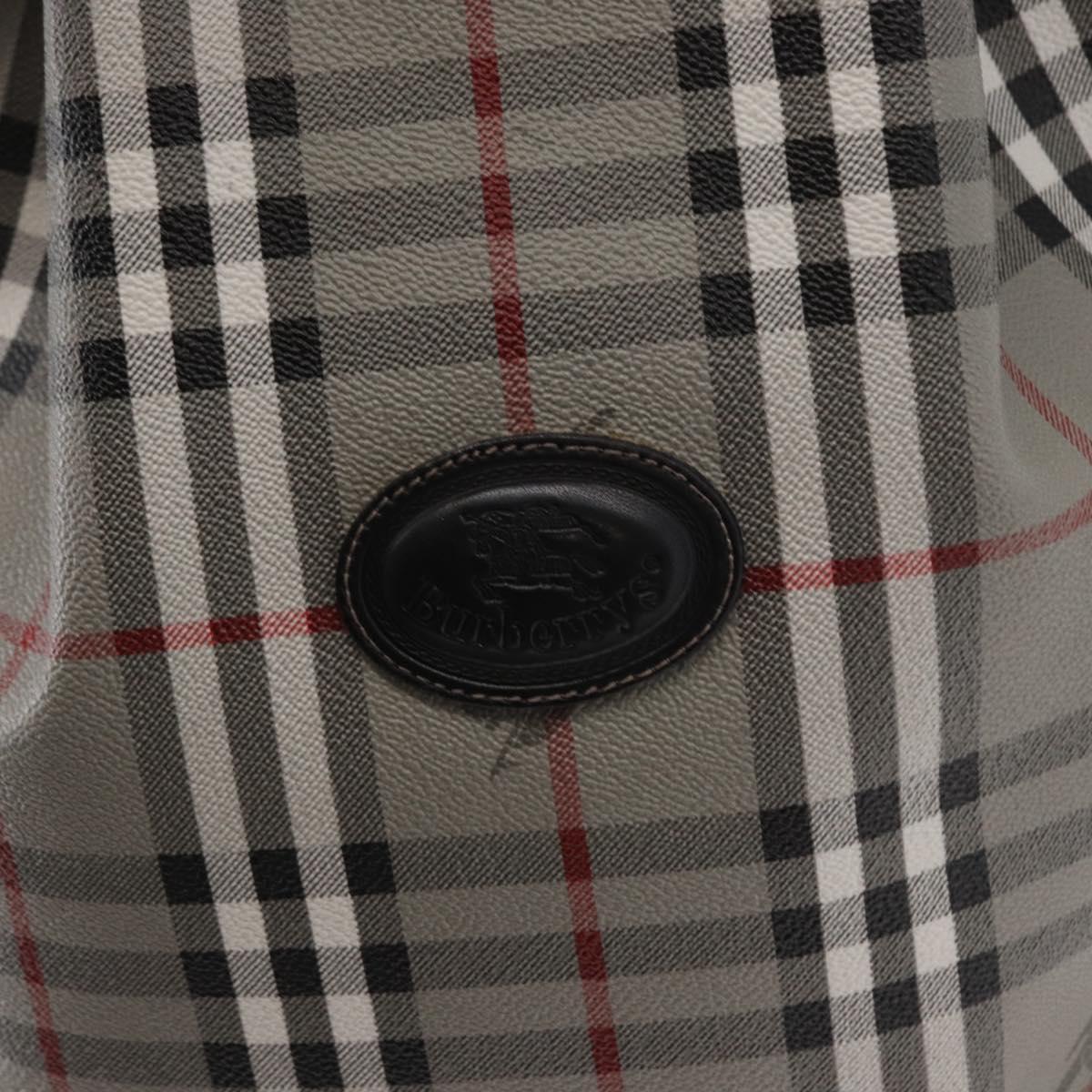 BURBERRY Nova Check Shoulder Bag PVC Gray Gold Auth 153486