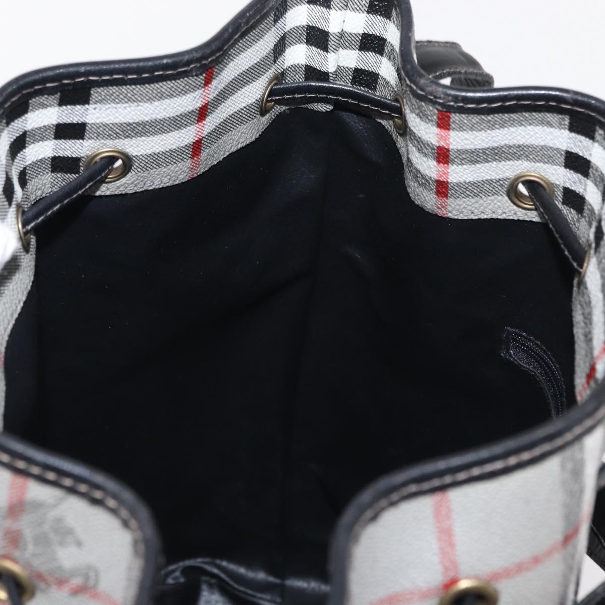 BURBERRY Nova Check Shoulder Bag PVC Gray Gold Auth 153486