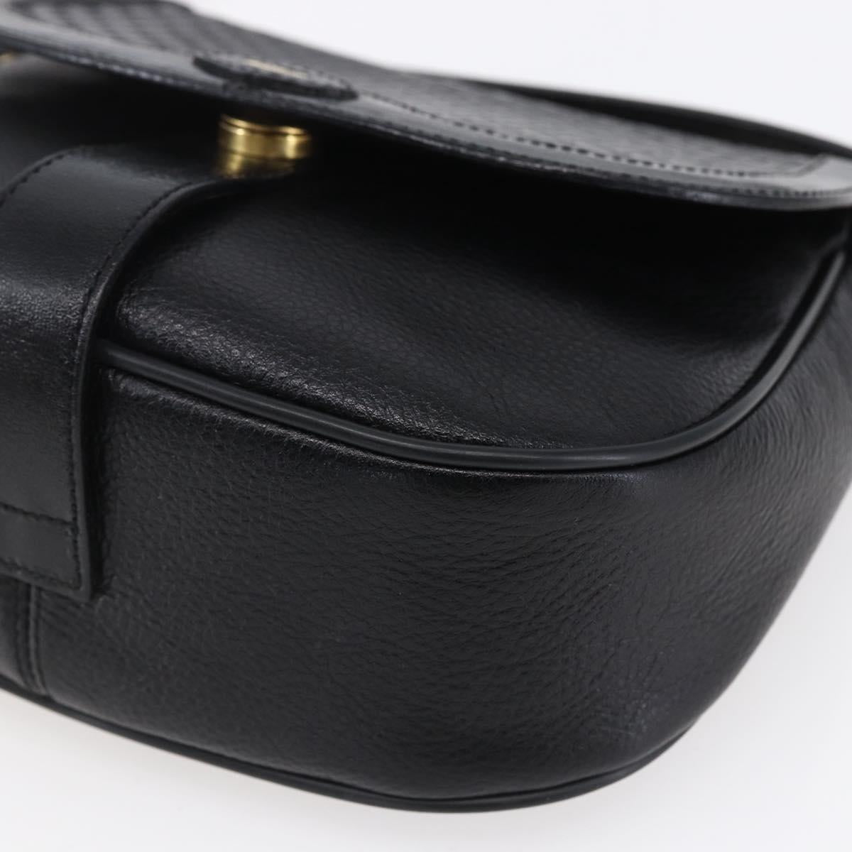 BALLY Shoulder Bag Leather Black Gold Auth 153489