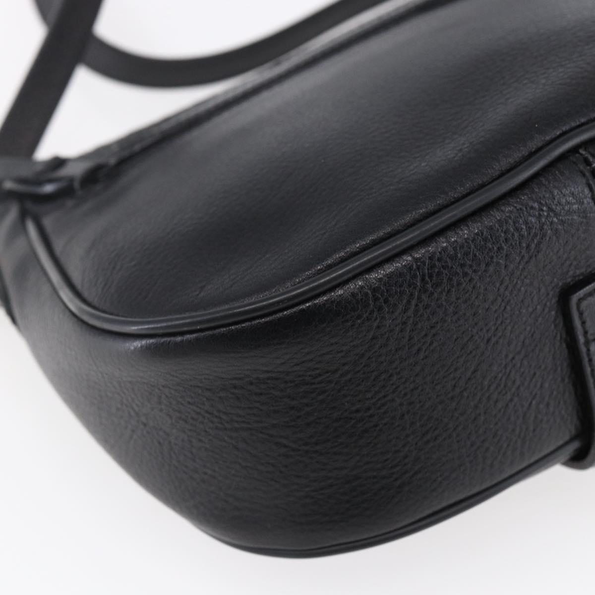 BALLY Shoulder Bag Leather Black Gold Auth 153489