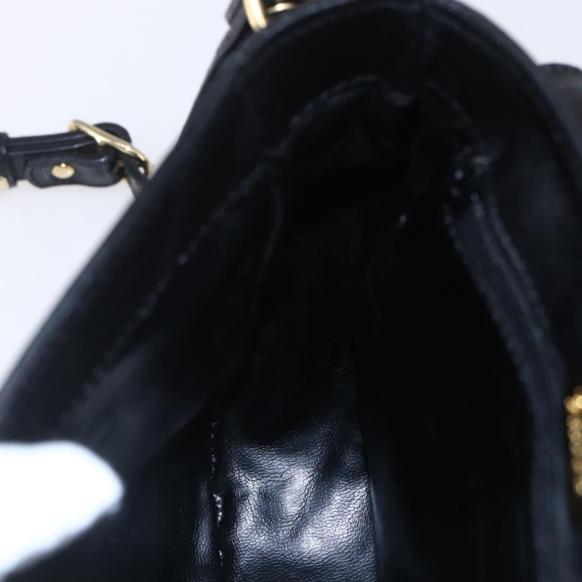 BALLY Shoulder Bag Leather Black Gold Auth 153489