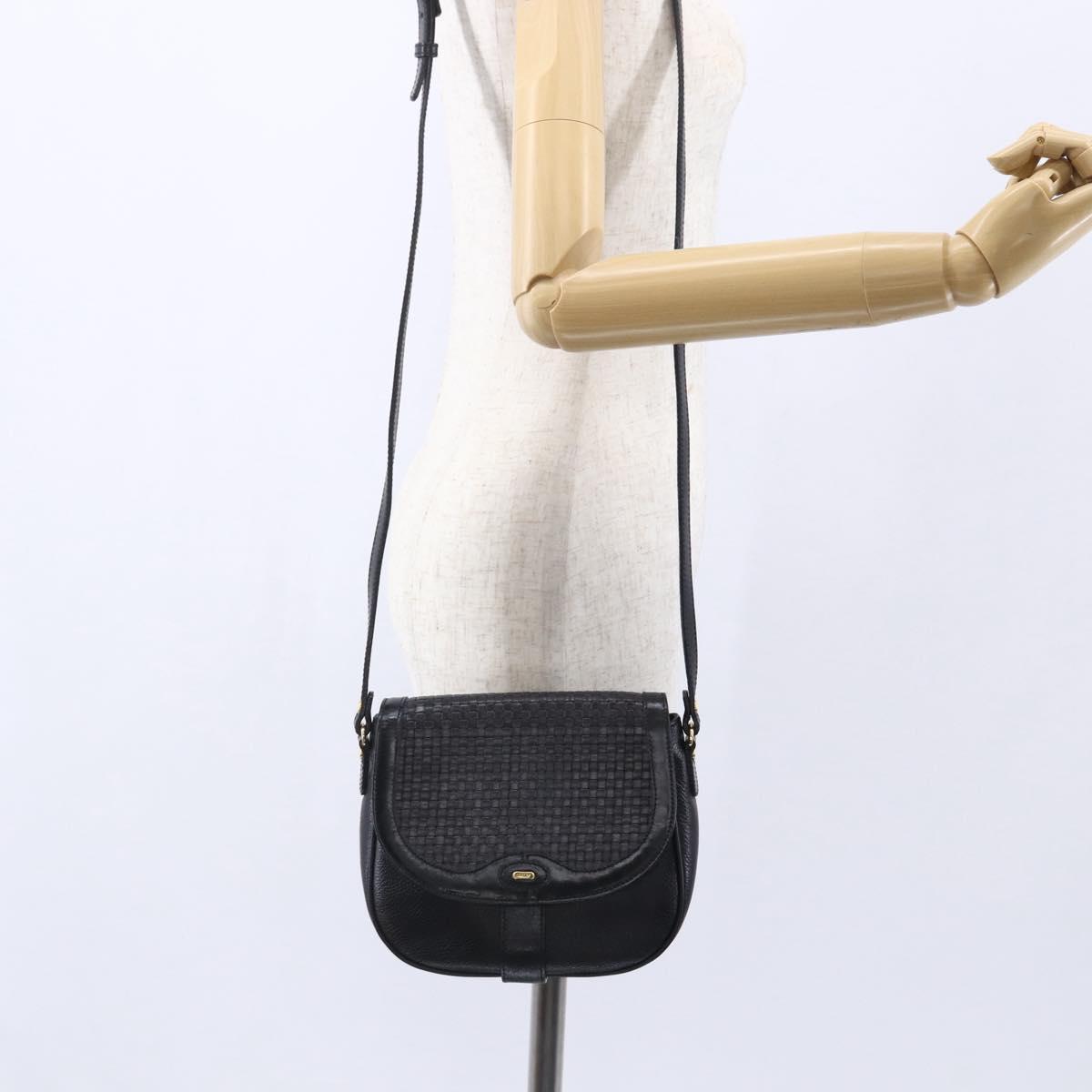 BALLY Shoulder Bag Leather Black Gold Auth 153489