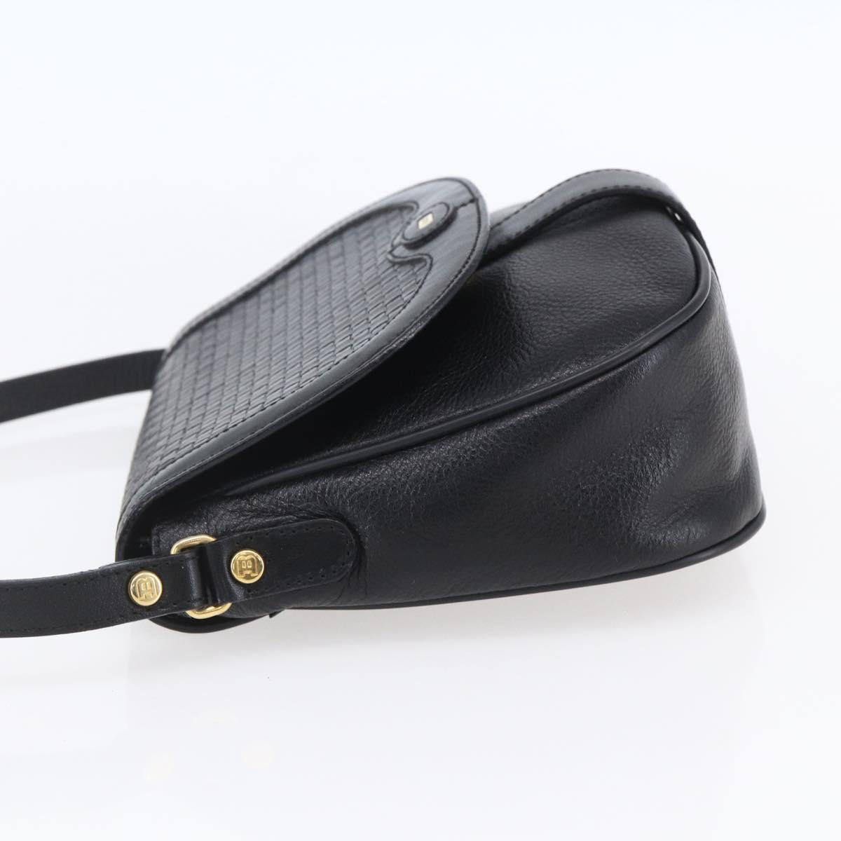 BALLY Shoulder Bag Leather Black Gold Auth 153489