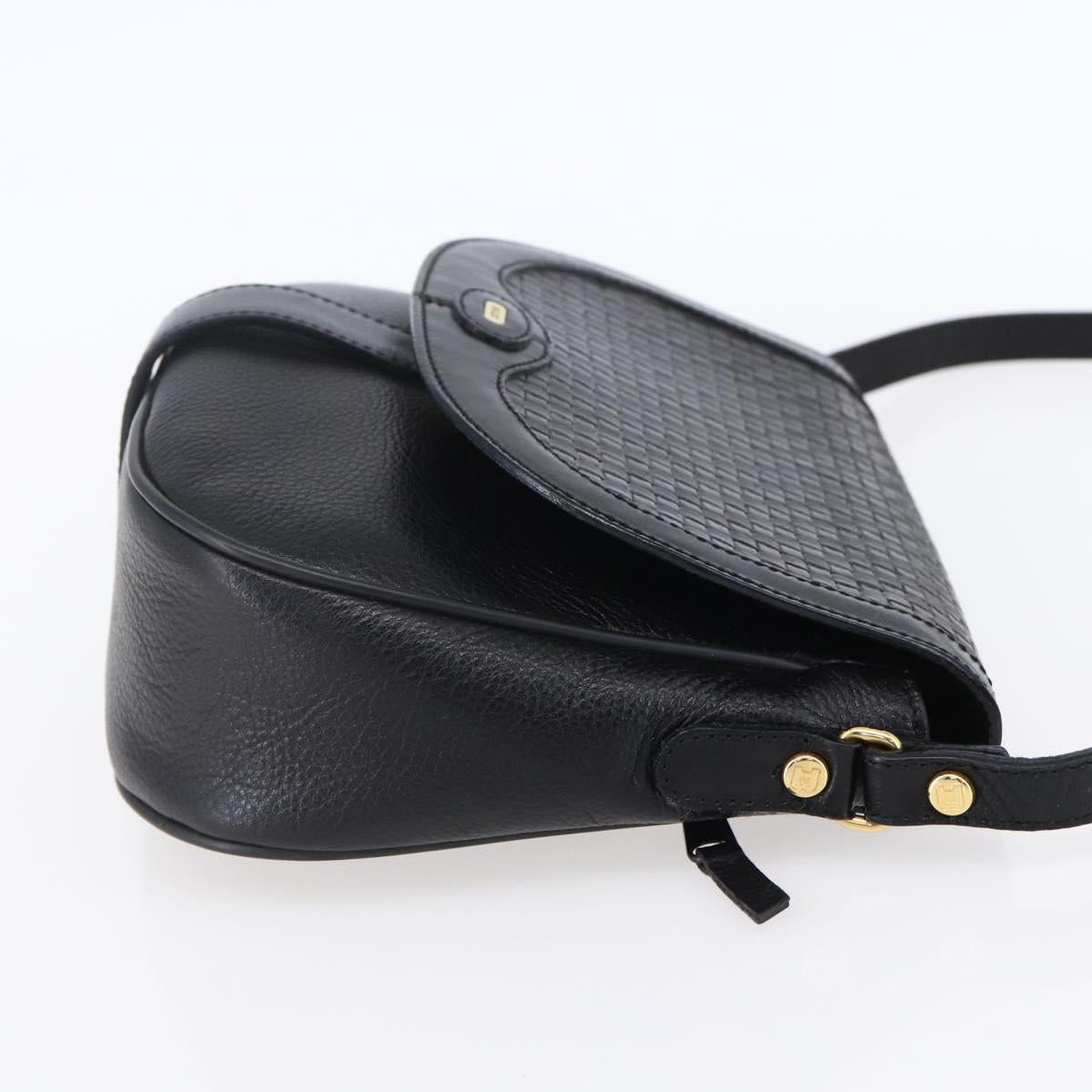 BALLY Shoulder Bag Leather Black Gold Auth 153489