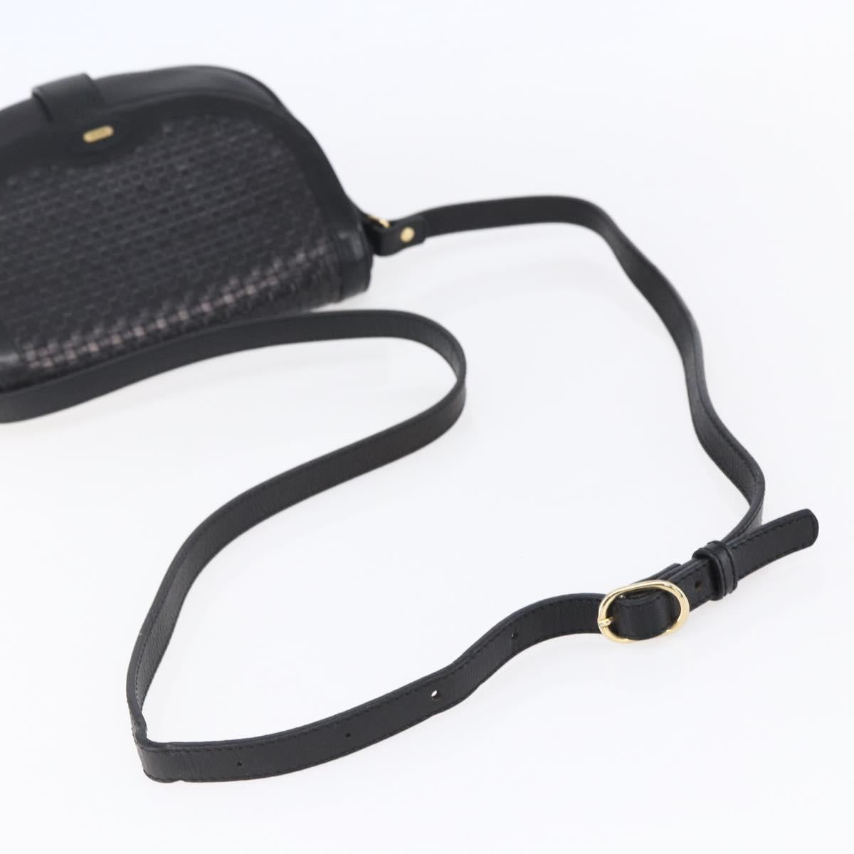 BALLY Shoulder Bag Leather Black Gold Auth 153489