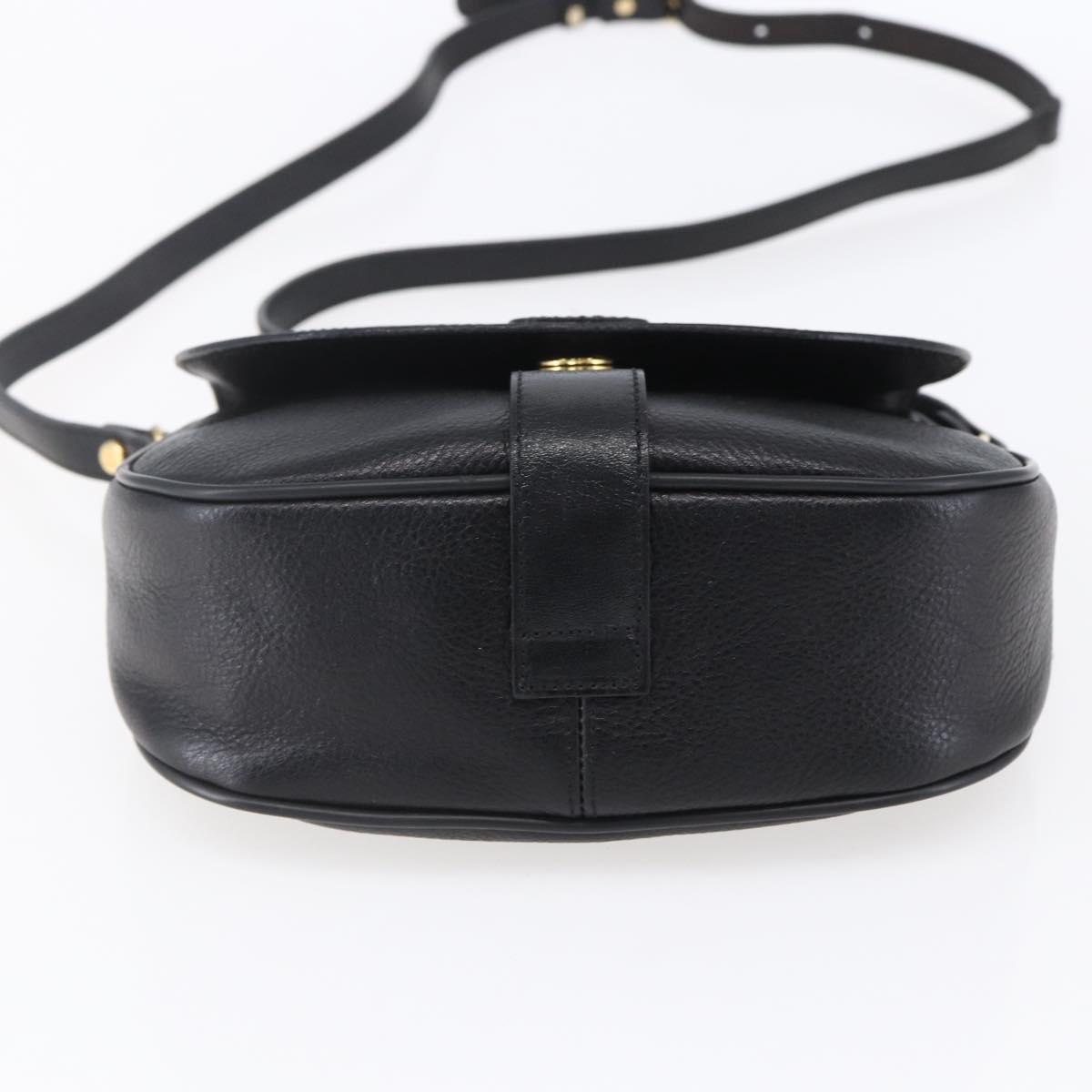BALLY Shoulder Bag Leather Black Gold Auth 153489