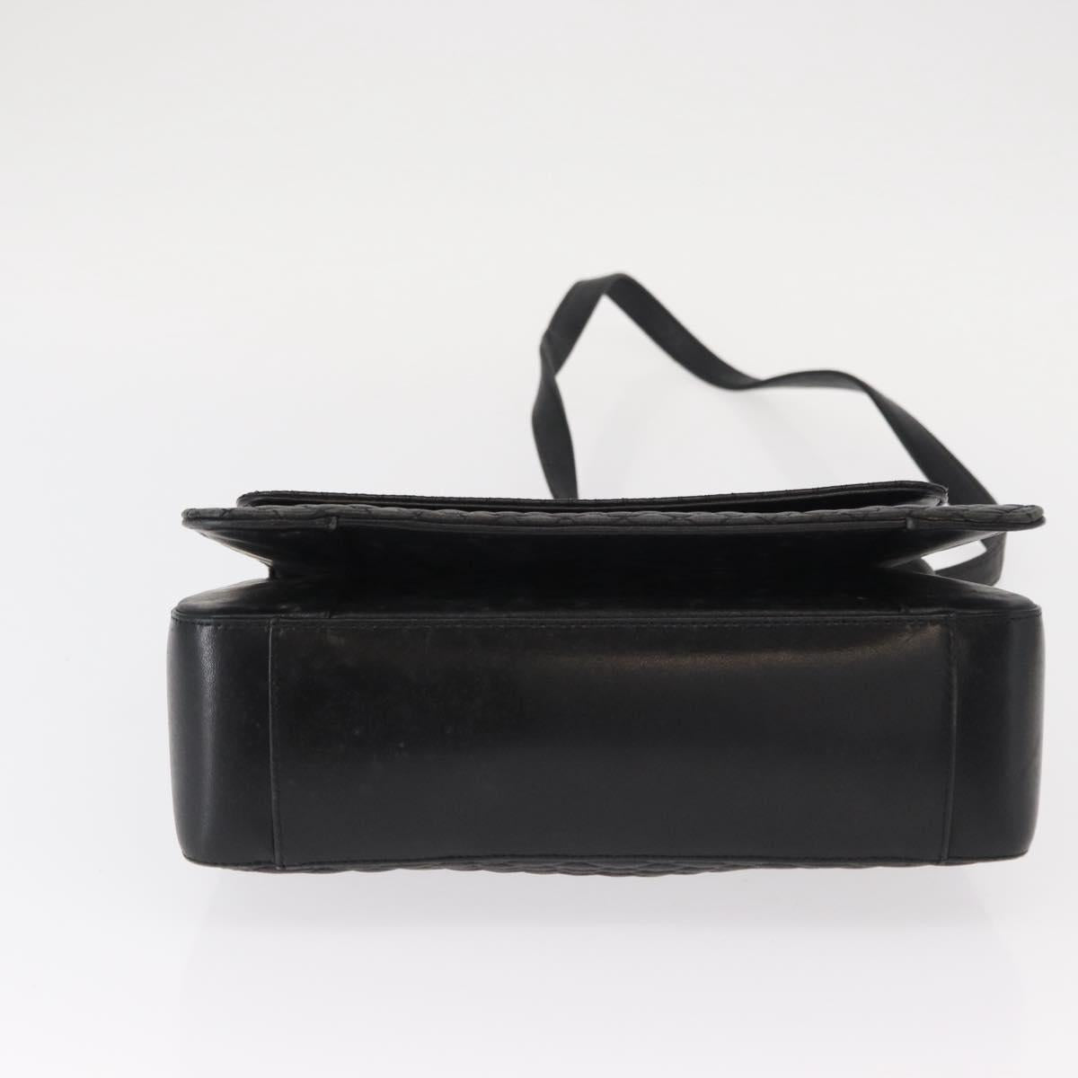 BALLY Hand Bag Leather 2way Black Gold Auth 153490A