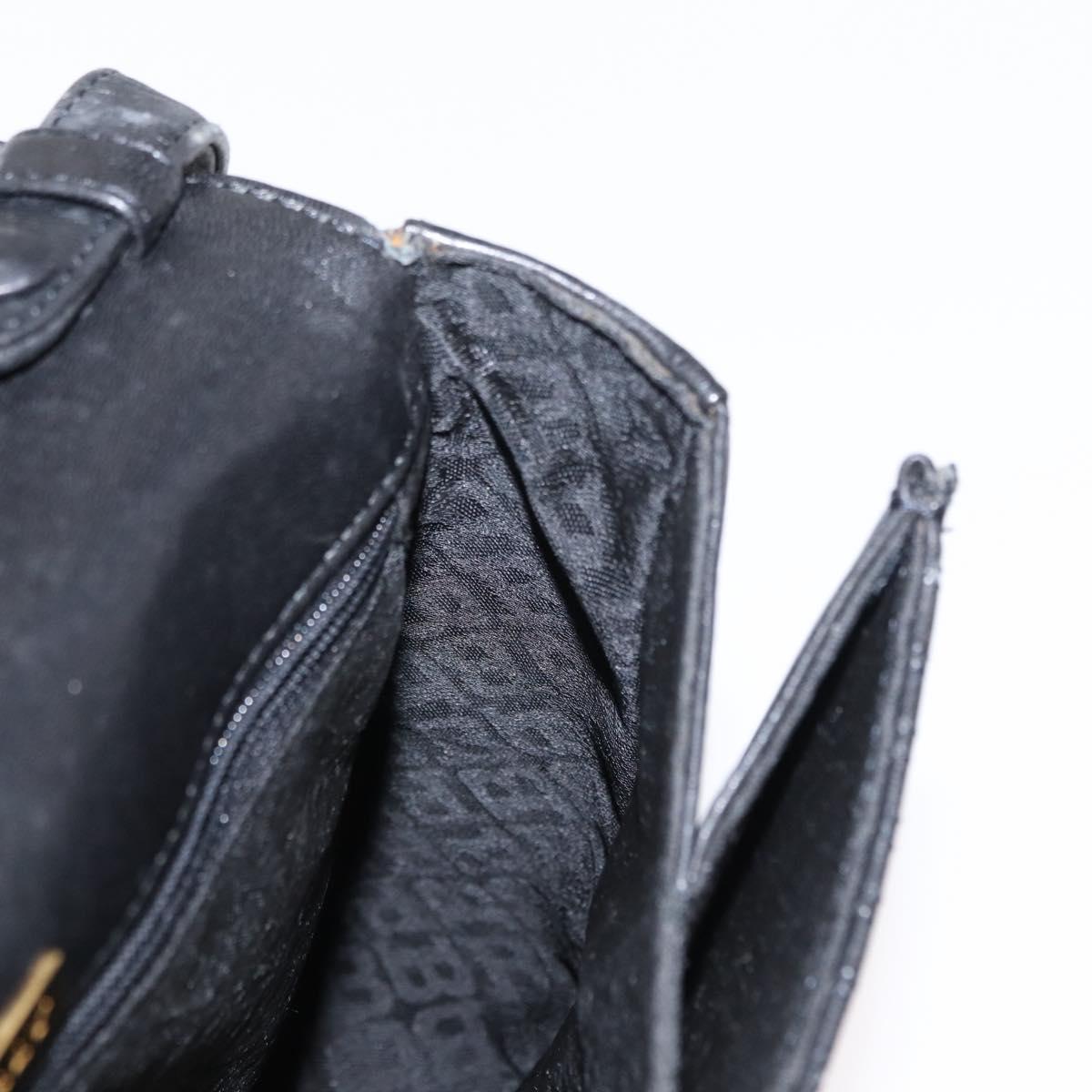 BALLY Hand Bag Leather 2way Black Gold Auth 153490