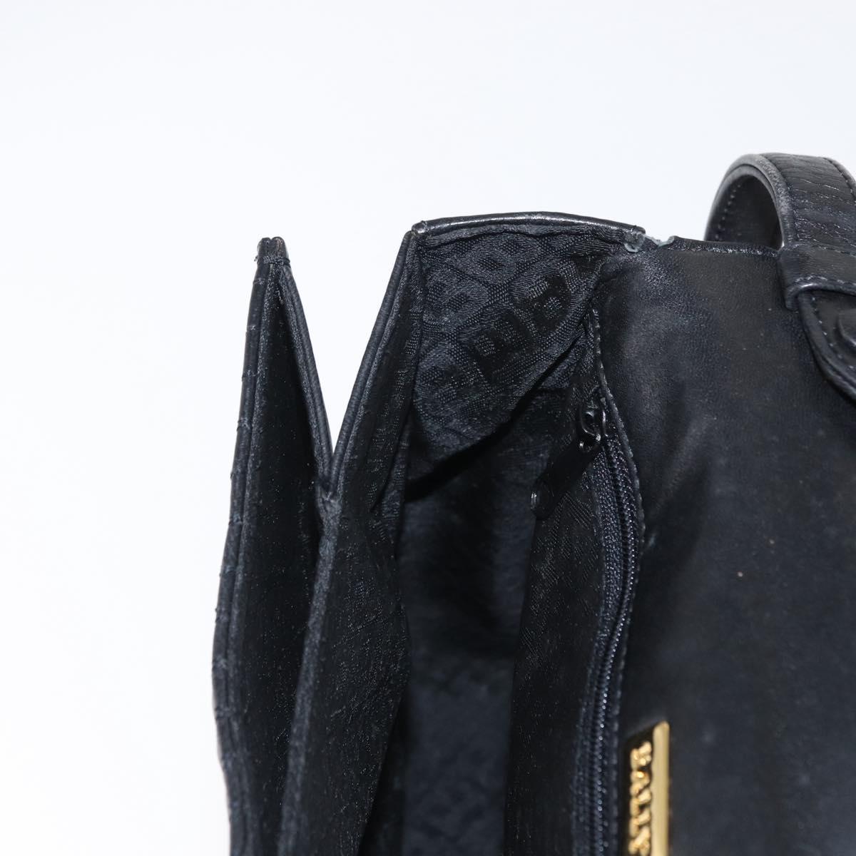 BALLY Hand Bag Leather 2way Black Gold Auth 153490A