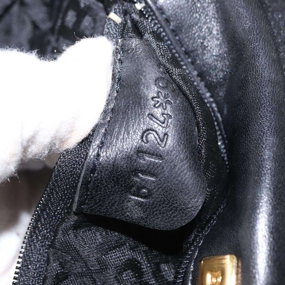 BALLY Hand Bag Leather 2way Black Gold Auth 153490