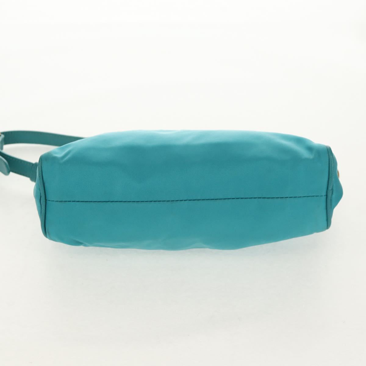 PRADA Shoulder Bag Nylon Blue Gold Auth 153492V