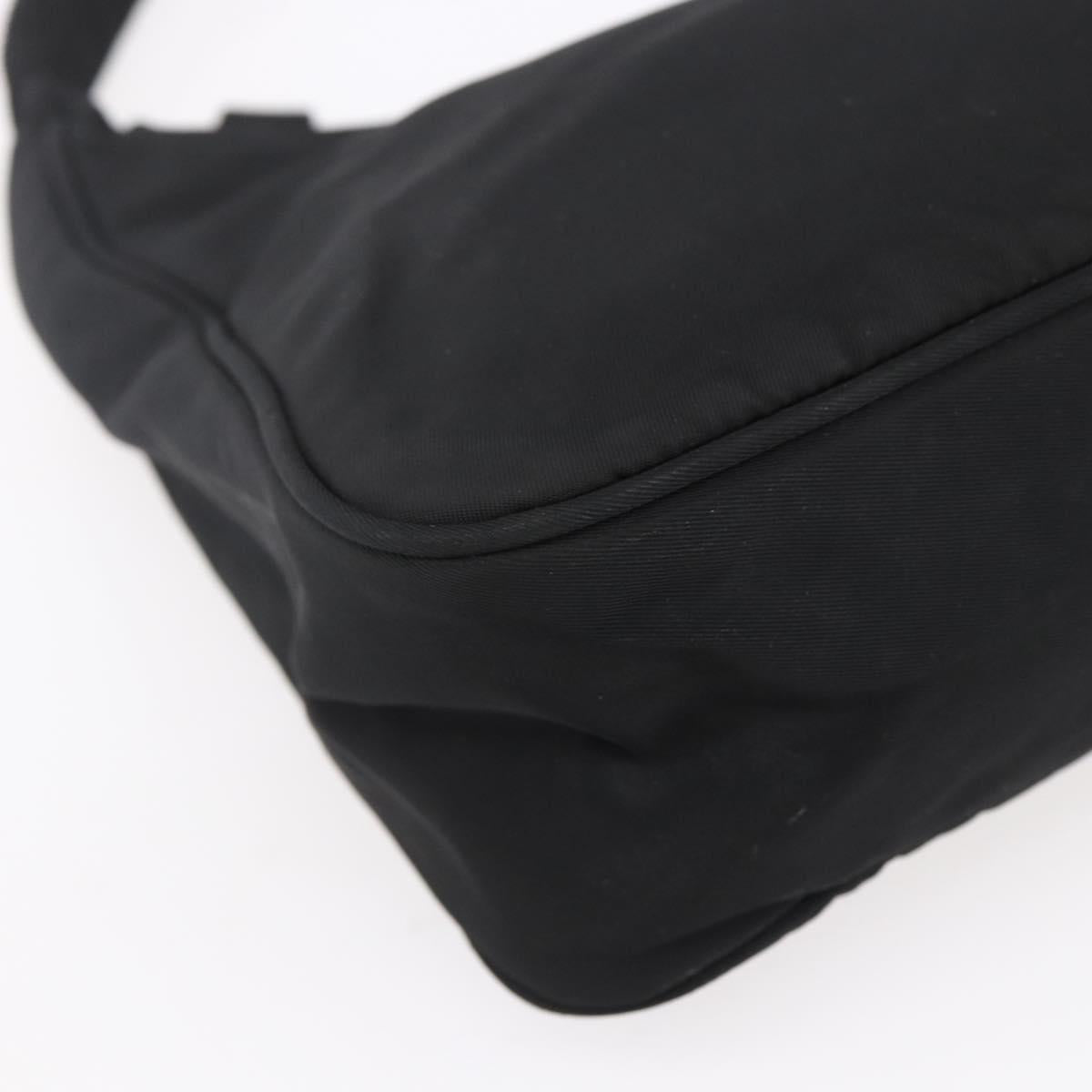 PRADA Hand Bag Nylon Black Silver Auth 153493