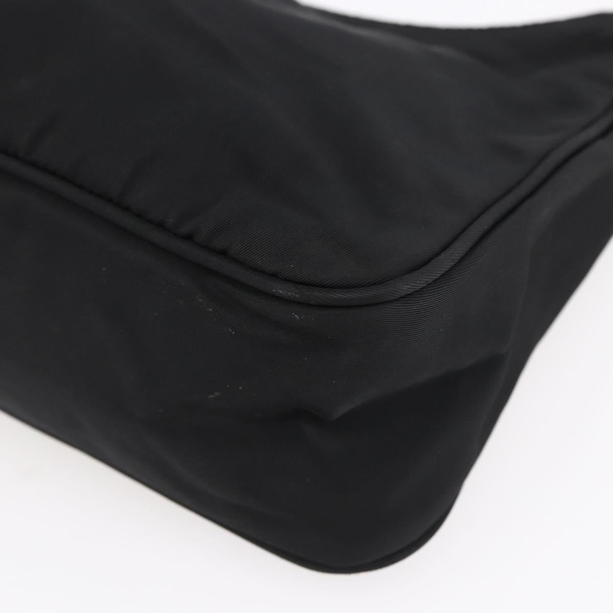 PRADA Hand Bag Nylon Black Silver Auth 153493
