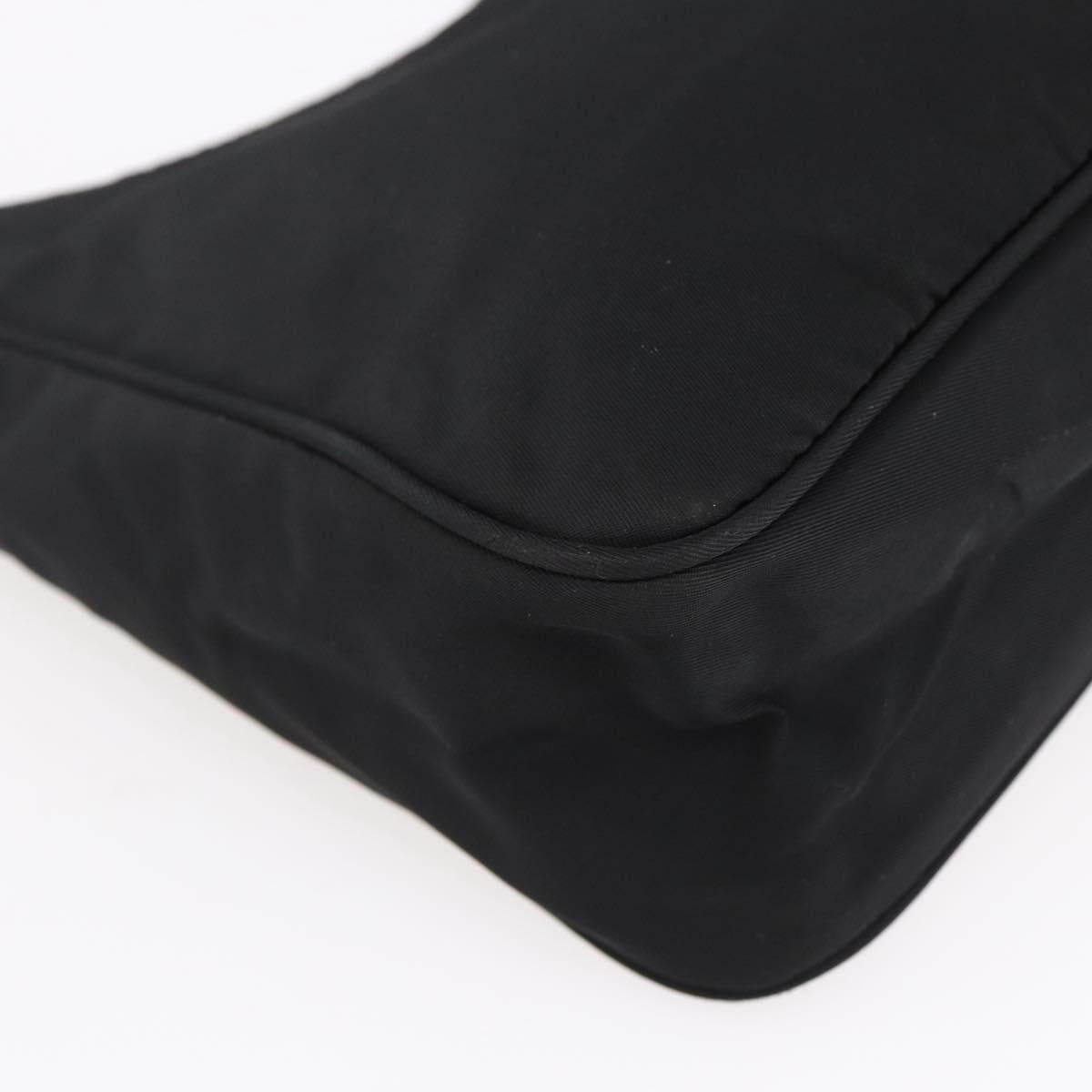 PRADA Hand Bag Nylon Black Silver Auth 153493