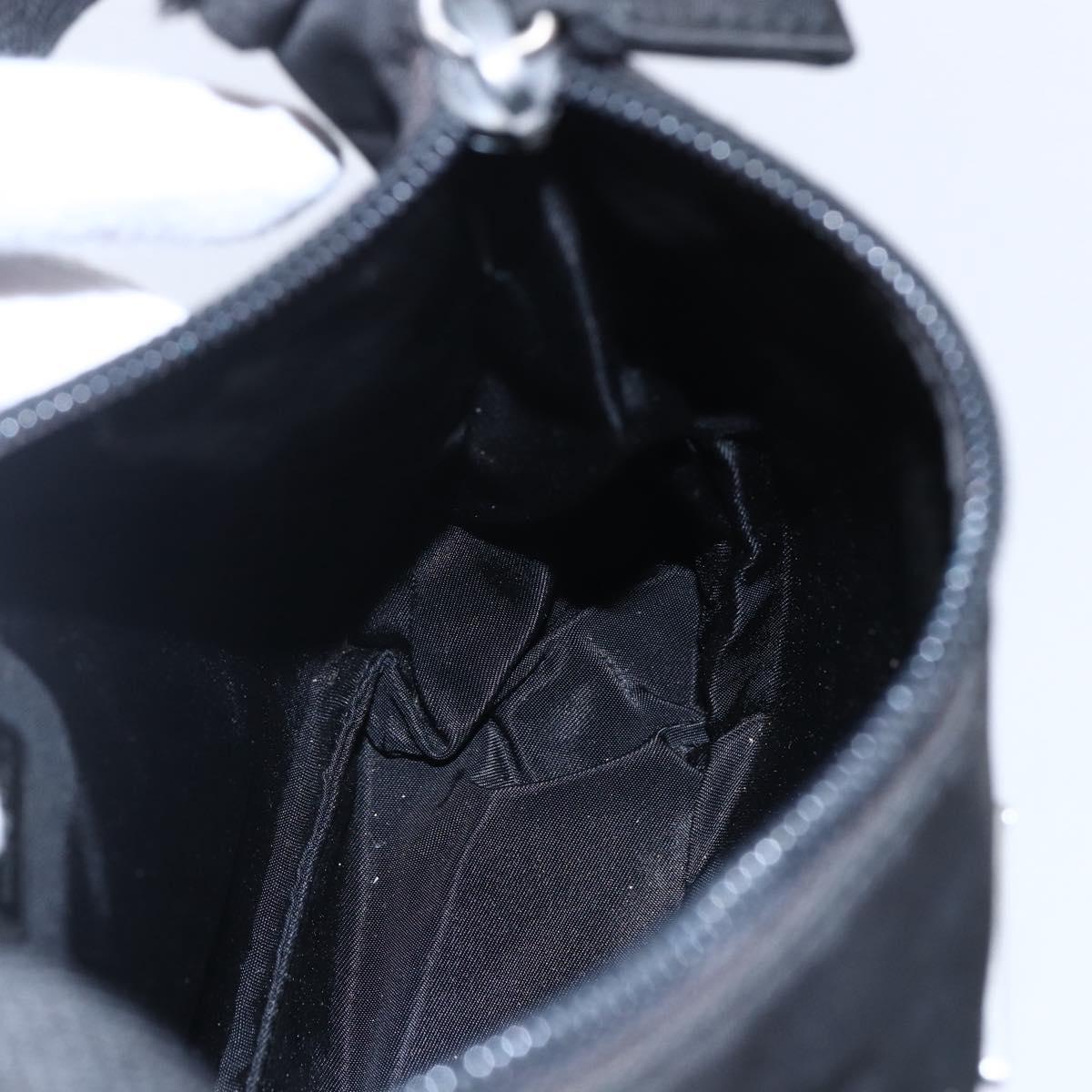 PRADA Hand Bag Nylon Black Silver Auth 153493