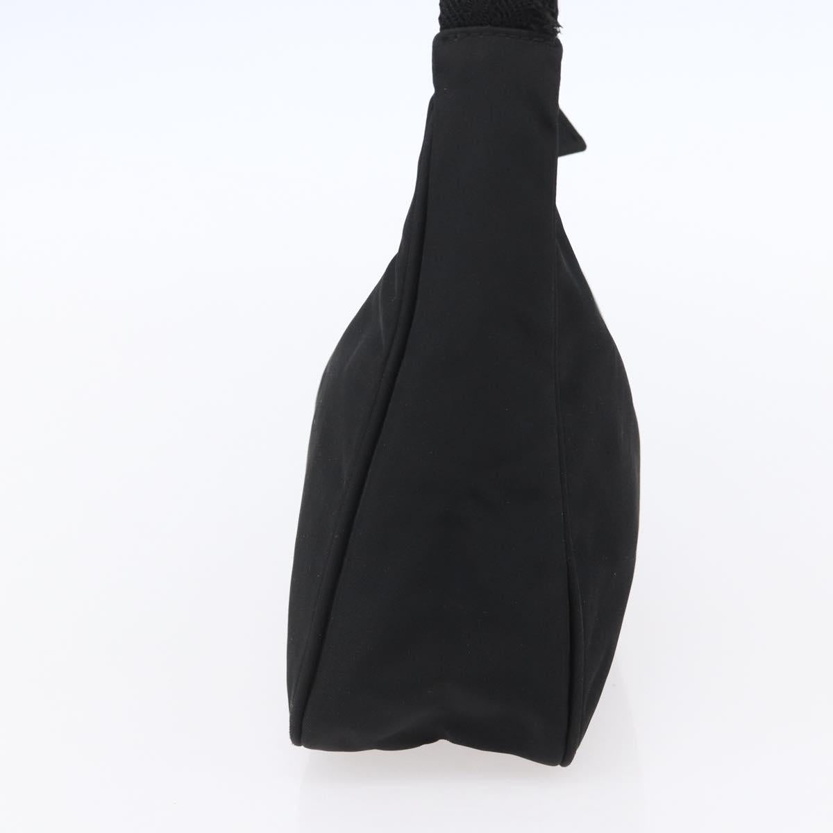 PRADA Hand Bag Nylon Black Silver Auth 153493