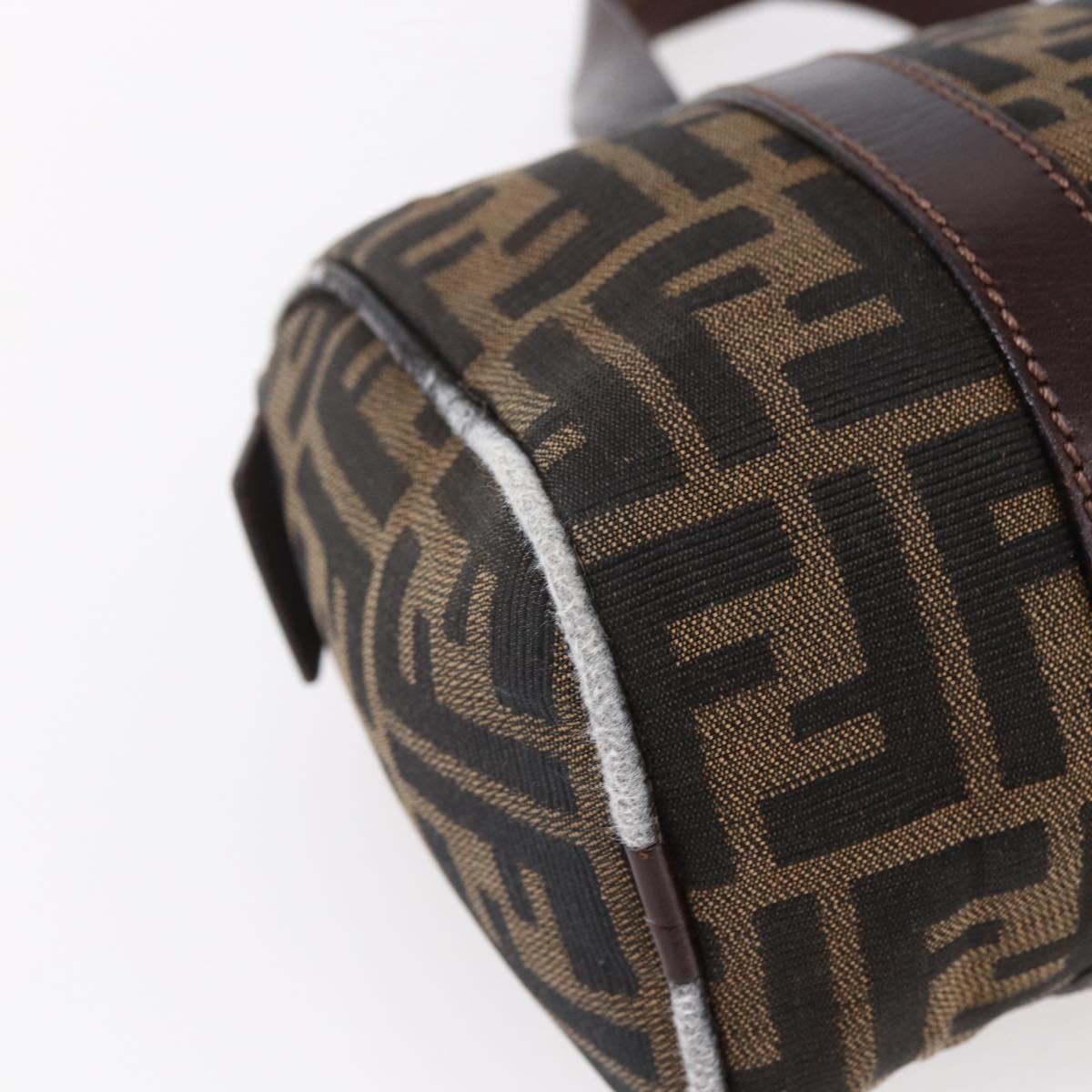 FENDI Zucca Canvas Hand Bag Black Brown Auth 153494