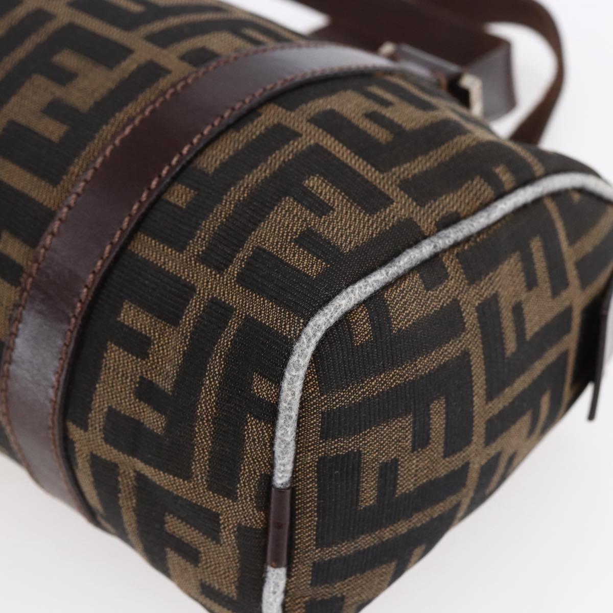 FENDI Zucca Canvas Hand Bag Black Brown Auth 153494