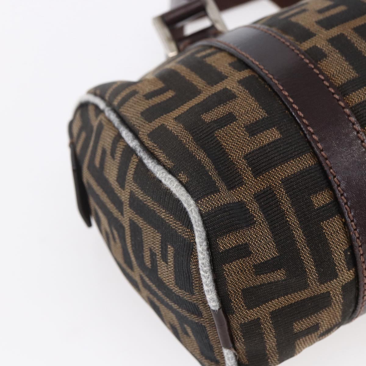 FENDI Zucca Canvas Hand Bag Black Brown Auth 153494
