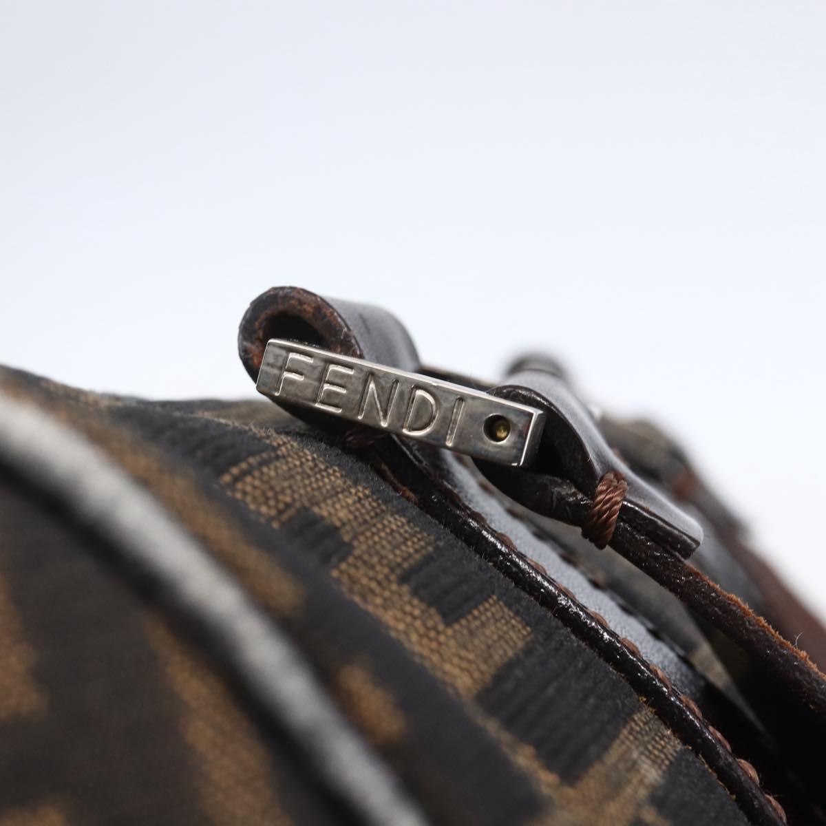 FENDI Zucca Canvas Hand Bag Black Brown Auth 153494